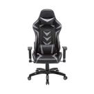 Cadeira Gamer Pelegrin em Couro PU Reclinável PEL-3003 Preta e Cinza