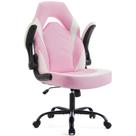Cadeira Gamer Sweetcrispy Rosa e Branca em Couro PU