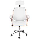 Cadeira Giratória Alta Bergen Lisboa Estrutura Madeira Laminada Revstida em PU Branco Base Rodízio Cadeira Giratória Alta Bergen Lisboa Estrutura Madeira Laminada Revstida em PU Branco Base Rodízio