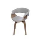 Cadeira Giratoria com Braço Betina Elba PU Fendi Base Madeira