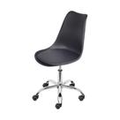 Cadeira Giratória Eames Saarinen Joly Polipropileno Assento Estofado PU Preto Base Rodízio Cromado
