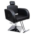 Cadeira Hidráulica Destak Reclinável Base Quadrada Estofado Preto acetinado