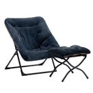 Cadeira HollyHome G-Large dobrável azul marinho com pufe