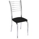 Cadeira Iara Cromada Para Cozinha material sintético Preto Cadeira Iara Cromada Para Cozinha material sintético Preto
