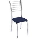 Cadeira Iara cromada para cozinha-Super resistente assento sintético azul-Gat Magazine