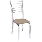 Cadeira Iara cromada para cozinha -Super resistente assento sintético suede bege