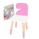 Cadeira Infantil de Madeira Dinossauro Kit Livro Educativo