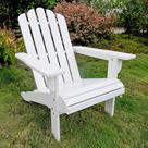 Cadeira International Caravan Royal Fiji Acacia Adirondack branca antiga
