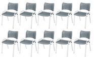 Cadeira Iso Base Branco Escola, Escritório Cinza Kit 10 Un