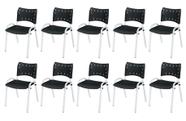 Cadeira Iso Base Branco Escola, Escritório Preto Kit 10 Un