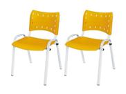 Cadeira Iso Base Branco Igreja, Escola, Escritório - Amarelo Kit 2 Peças