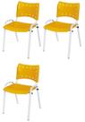 Cadeira Iso Base Branco Igreja, Escola, Escritório - Amarelo - Kit 3 Peças