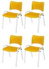 Cadeira Iso Base Branco Igreja, Escola, Escritório - Amarelo - Kit 4 Peças