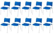 Cadeira Iso Base Branco Igreja, Escola, Escritório - Azul Kit 10 Peças