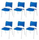 Cadeira Iso Base Branco Igreja, Escola, Escritório - Azul Kit 6 Peças