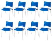 Cadeira Iso Base Branco Igreja, Escola, Escritório - Azul Kit 8 Peças