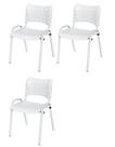 Cadeira Iso Base Branco Igreja, Escola, Escritório - Branco- Kit 3 Peças