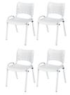 Cadeira Iso Base Branco Igreja, Escola, Escritório - Branco - Kit 4 Peças