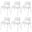 Cadeira Iso Base Branco Igreja, Escola, Escritório - Branco Kit 6 Peças