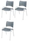 Cadeira Iso Base Branco Igreja, Escola, Escritório - Cinza Kit 3 Peças