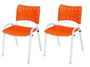 Cadeira Iso Base Branco Igreja, Escola, Escritório - Laranja Kit 2 Peças