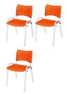Cadeira Iso Base Branco Igreja, Escola, Escritório - Laranja - Kit 3 Peças