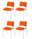 Cadeira Iso Base Branco Igreja, Escola, Escritório - Laranja - Kit 4 Peças