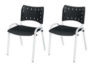 Cadeira Iso Base Branco Igreja, Escola, Escritório - Preto - Kit 2 Peças