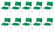 Cadeira Iso Base Branco Igreja, Escola, Escritório - Verde Kit 10 Peças
