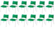 Cadeira Iso Base Branco Igreja, Escola, Escritório - Verde Kit 12 Peças