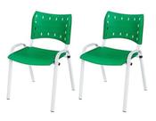 Cadeira Iso Base Branco Igreja, Escola, Escritório - Verde - Kit 2 Peças