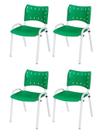 Cadeira Iso Base Branco Igreja, Escola, Escritório - Verde - Kit 4 Peças