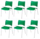 Cadeira Iso Base Branco Igreja, Escola, Escritório - Verde Kit 6 Peças