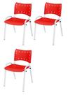 Cadeira Iso Base Branco Igreja, Escola, Escritório - Vermelho Kit 3 Peças