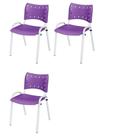 Cadeira Iso Base Branco Igreja, Escola, Escritório - Violeta Kit 3 Peças