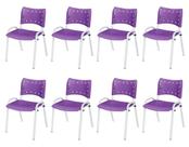 Cadeira Iso Base Branco Igreja, Escola, Escritório - Violeta Kit 8 Peças