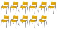 Cadeira Iso Base Cinza Escola, Escritório Amarelo Kit 11 Un