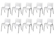 Cadeira Iso Base Cinza Escola, Escritório Branco Kit 10 Un Cadeira Iso Base Cinza Escola, Escritório Branco Kit 10 Un