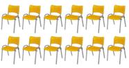 Cadeira Iso Base Cinza, Igreja, Escola, Escritório - Amarelo Kit 12 Peças