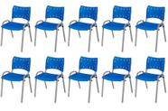 Cadeira Iso Base Cinza, Igreja, Escola, Escritório - Azul Kit 10 Peças