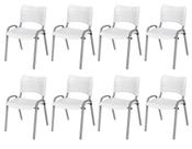 Cadeira Iso Base Cinza, Igreja, Escola, Escritório - Branco Kit 8 Peças