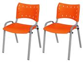 Cadeira Iso Base Cinza Igreja, Escola, Escritório - Laranja - Kit 2 Peças Cadeira Iso Base Cinza Igreja, Escola, Escritório - Laranja - Kit 2 Peças