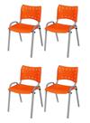 Cadeira Iso Base Cinza, Igreja, Escola, Escritório - Laranja Kit 4 Peças