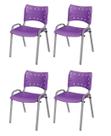 Cadeira Iso Base Cinza, Igreja, Escola, Escritório -Violeta Kit 4 Peças