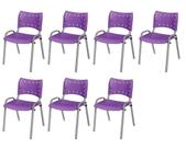 Cadeira Iso Base Cinza, Igreja, Escola, Escritório -Violeta Kit 7 Peças