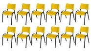 Cadeira Iso Base Preto Escola, Escritório Amarelo - Kit 12 Un