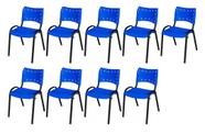 Cadeira Iso Base Preto Escola, Escritório Azul Kit 9 Un