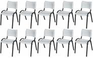 Cadeira Iso Base Preto Escola, Escritório Branco - Kit 10 Un