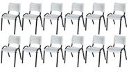 Cadeira Iso Base Preto Escola, Escritório Branco - Kit 12 Un