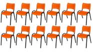 Cadeira Iso Base Preto Escola, Escritório Laranja Kit 12 Un